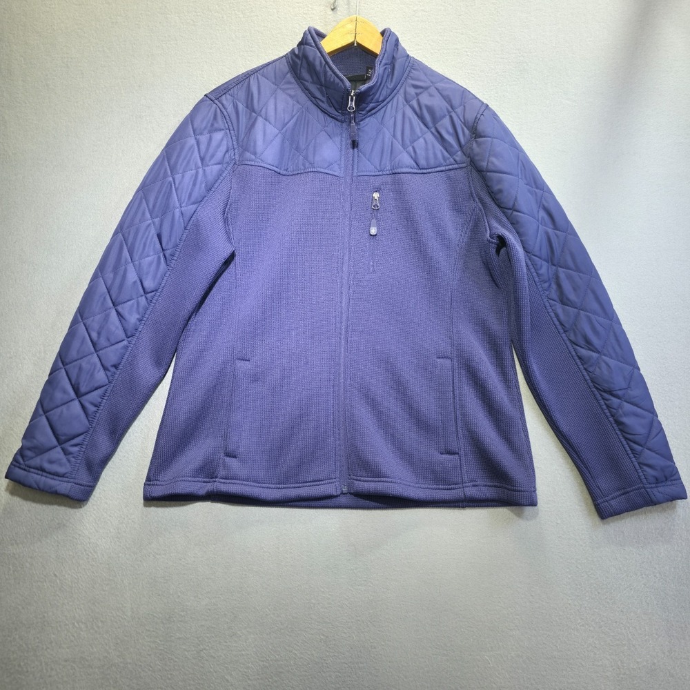 Swiss Tech Women's Blue Full Zip Quilted Knit Jacket Size XL